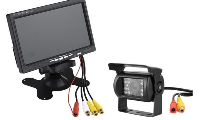 kit de cámara de reversa de Uso Rudo con rcas y monitor