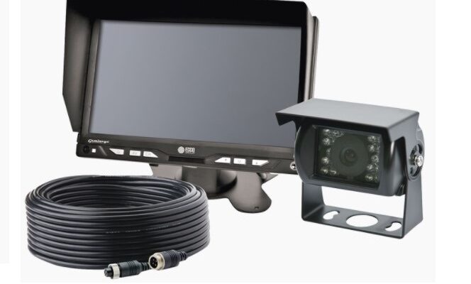 Kit cámara de reversa uso rudo con cable blindado y monitor